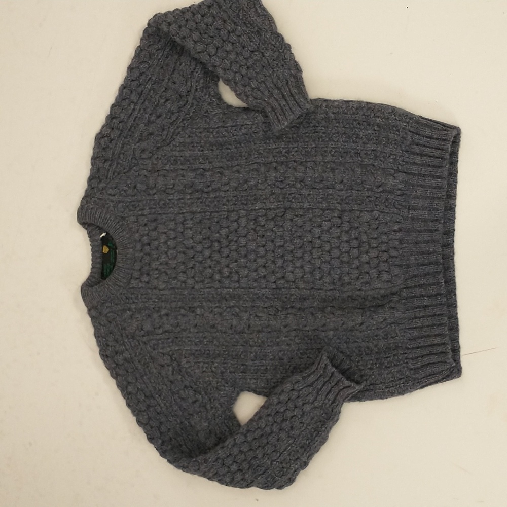 Heather Blue Irish Fisherman Sweater Wool Thick made in Ireland 40" Chest Unisex